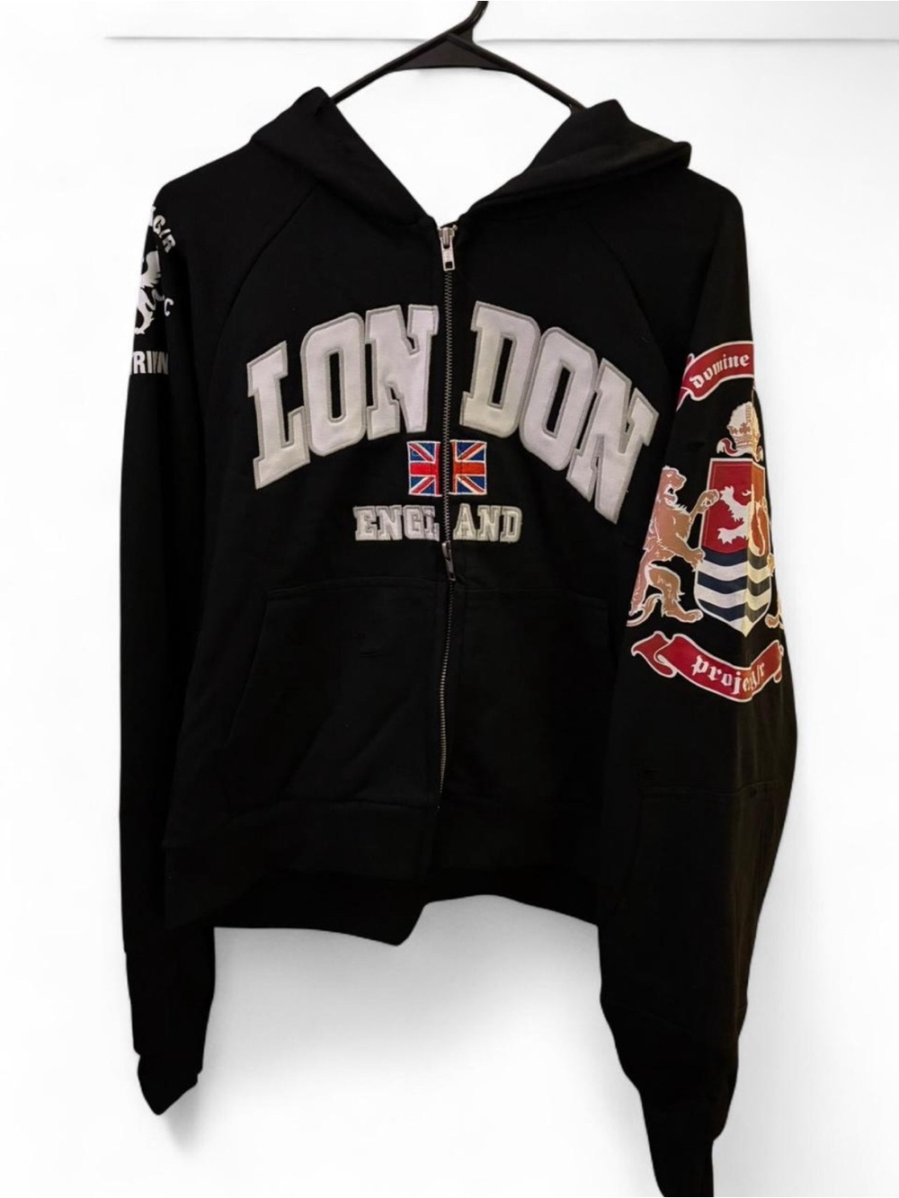 Hysteric Glamour Black 'London England' Crest Zip Hoodie